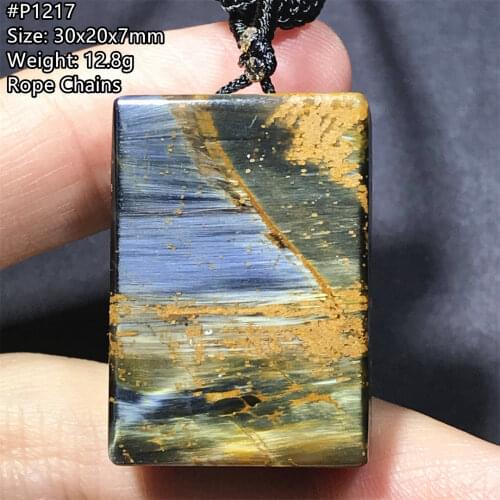 Top Natural Blue Yellow Pietersite Pendant Heart Jewelry For Women Man Crystal 44x9mm Beads Silver Namibia Energy Stone AAAAA