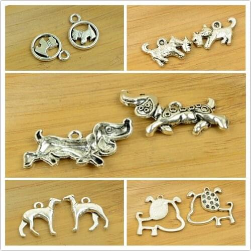 Dog shape alloy pendant charm animal antique silver hot choker bracelet DIY jewerly accessories making findings free shipping