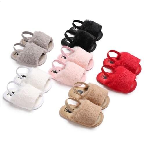 2019 Newborn Infant Toddler Baby Girl Sandals Soft Sole Shoes Casual Prewalker Fur Plush Princess Casual Summer Fashion New Sale