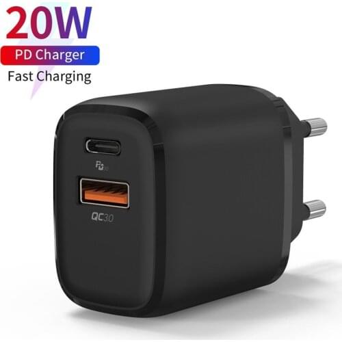 For iPhone 12 Mini 11 Pro XR XS Max Samsung Xiaomi 20W PD Type C USB Fast Charger Power wall Phone Adapter US EU 20W Quick