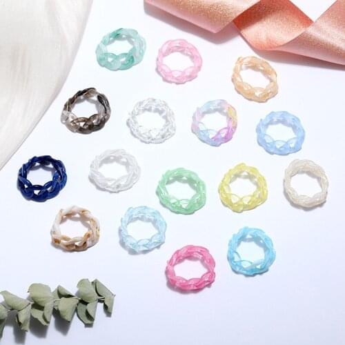 2021 Korea Trendy Colorful Transparent Resin Ring For Women Girls Fashion Novely Geometric Link Chain Finger Ring Party Gift