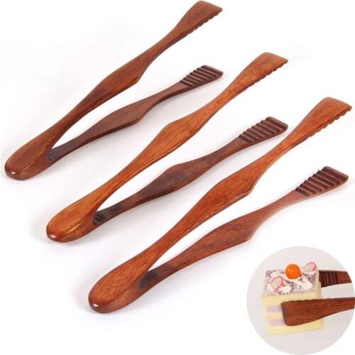 1Pc Cake Tong Bamboo Cooking Kitchen Tongs Bbq Salad Bacon Steak Bread Clip Wooden Food Clip Home Kitchen Accessories