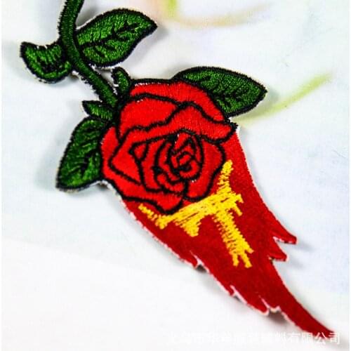 1PCS Fire Rose flower patches High-grade embroidery applique clothing sewing patch DIY badge patch Clothing jacket accessories