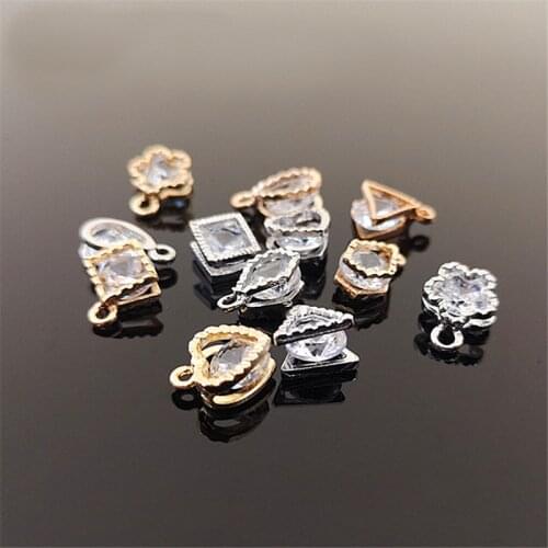 100 PCS Fashion Metal Alloy Gold Rhodium Zircon Pendant Charm For Earring Necklace Jewelry Accessories