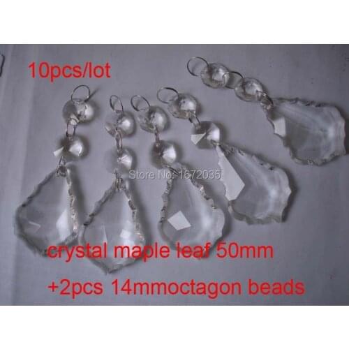 15pcs 50mm Maple Leaf Pendant + 14mm Octagon Bead Chandelier Genuine Vintage Crystal Chandelier Handmade High Quality Chandelier