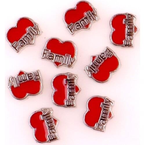 20Pcs/Lot Enamel Words Family Love Floating Charms Making Glass Locket Anniversary Gift Jewelry Supplies