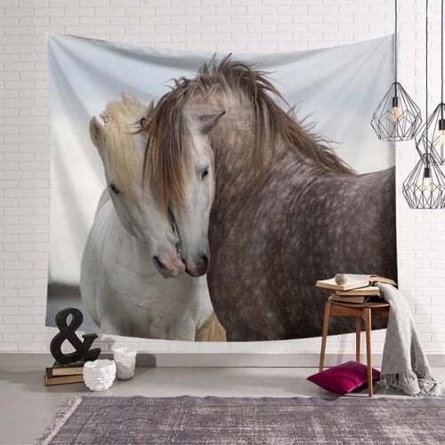 3D Running Horses Pattern Tapestry Tridimensional Wall Hanging Art Gobelin Lovers for Living Room Decorative Mural Bed Sheet