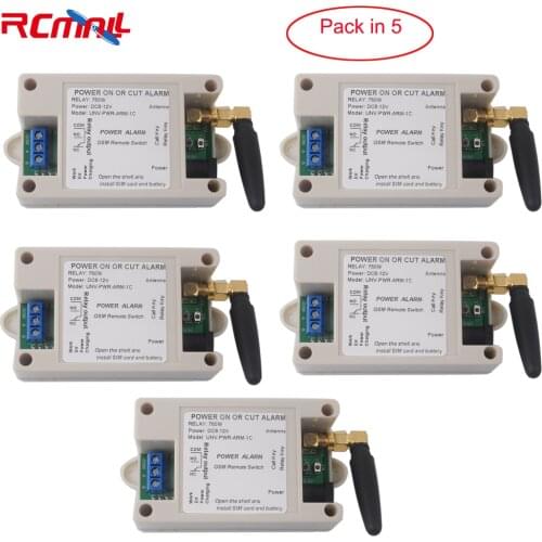 5Pcs 1 Channel Power Alam SMS Call GSM Relay Remote Switch SIM800C STM32F103CBT6 with Case