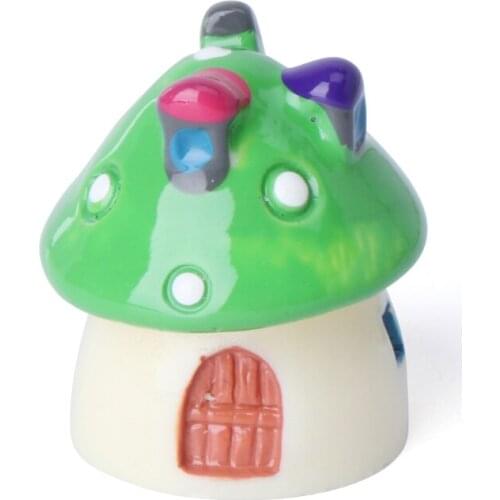 594C Garden Ornament Mushroom House Resin Figurine Craft Plant Pot Fairy Decoration