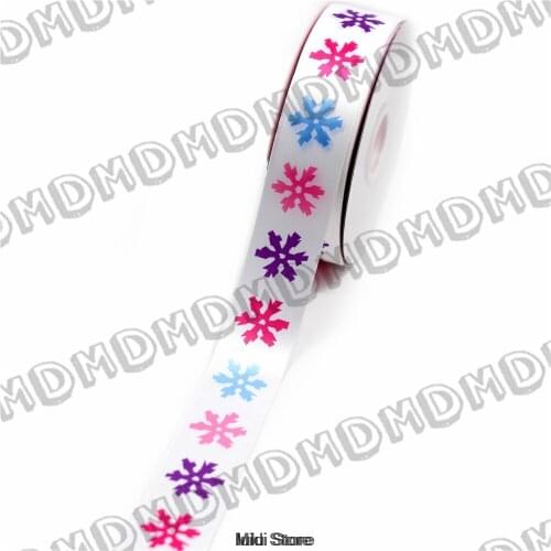 9mm - 75mm Single Face Snowflake Printed Satin Ribbon Christmas Decorative Ribbon Handmade Gift Wrapping Packing Webbing 100 yds