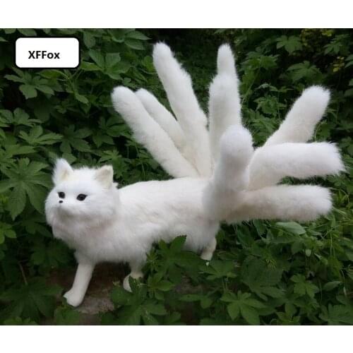 Big real life white fox model plastic&furs simulation nine-tails fox doll gift about 35x23cm xf1814