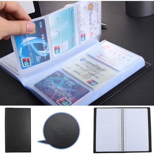PU Leather Storage Card Case card holder Black Leather 120 Business Name Card Holder Book Wallet Cover Case Pouch Folder