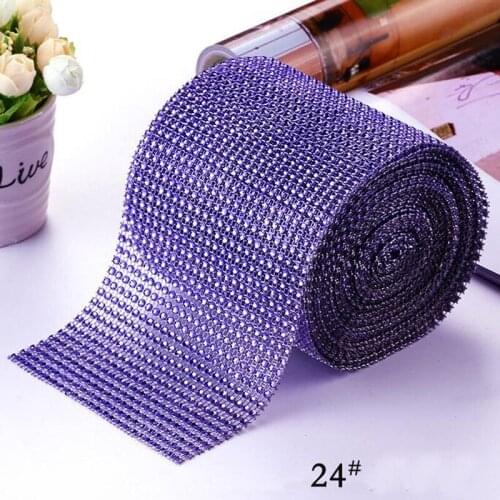 Cheap 12cm Width Violet Sparkling Diamond Mesh Wrap Crystal Rhinestone Ribbon Wedding Home Decoration DIY Accessories