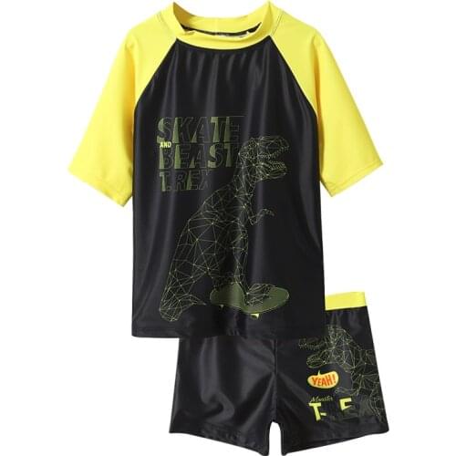 Kids Boys' Rashguard And Trunks Swimsuit Sets For Big Boys Short Sleeve UPF50+ Cartoon Children Swimwear Two Pice Bathing Suit