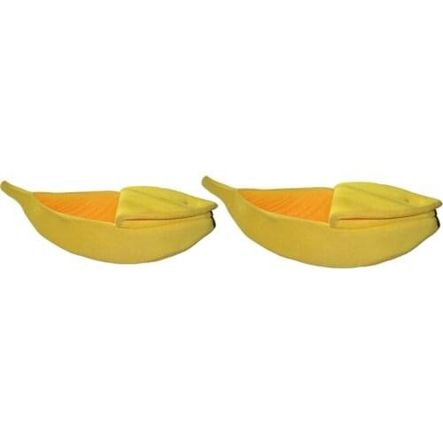 Pet Cat Bed House Banana Shaped Warm Punny Dogs Sofa Sleeping Playing Rest Bed