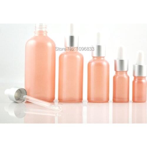 5ml 10ml 15ml 20ml 30ML Pink Glass Bottle Essential Oil Dropper Bottle Cosmetic Containers Empty Packaging Bottles 100 Pieces