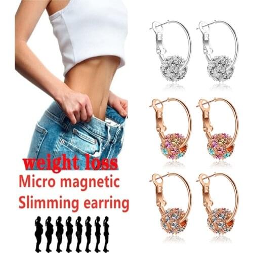 1 Pair Magnetic Slimming Earrings Love Heart-shaped Earrings Silver Lose Weight Stimulating Acupoints Health Slimming Ear Studs