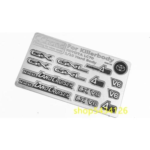 Rc Car Metal Logo For 1/10 Hard Body Killerbody Toyota LC70