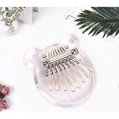 8 Keys Cat Ear Mini Kalimba African Transparent Thumb Piano Music Instrument Cat Ear Design Transparent 8-Key Kalimba