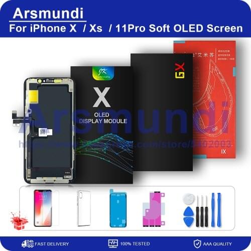JK Soft OLED Screen For iPhone X Xs LCD Display Touch Screen Digitizer Assembly No Dead Pixel Replacement Parts + Gift