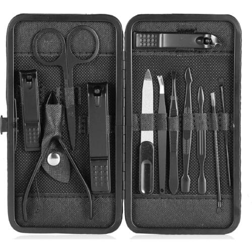 12-Piece Matte Steel Manicure Implement Set Portable Pedicure Tool Kit Fingernail Toenail Scissors Hand Foot Nail Clippers Nail