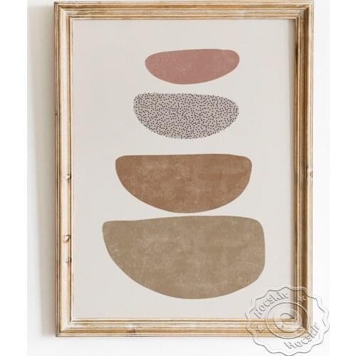 Texture Geometry Wall Art Poster, Abstract Stone Wall Stickers, Bohemia Style Canvas Painting, Mid Century Modern Home Decor