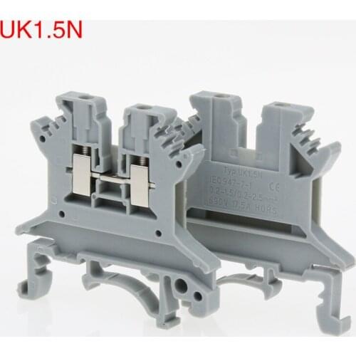 The uk1.5n original guide rail type assembly terminal is 1.5mm pure copper piece wiring terminal