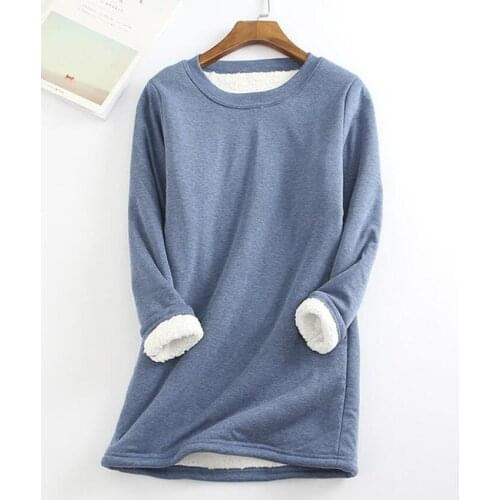 Autumn Winter T-shirt Women Pullover O Neck Long Sleeve Femmle Loose Plus Size Warm Shirt Female Long Add Plush Tee Tops