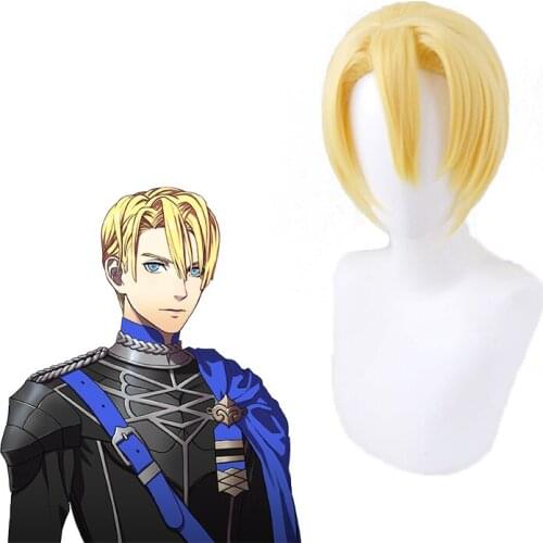 Game Fire Emblem ThreeHouses Cosplay Wigs Dimitri The Protector Cosplay Wig Heat Resistant Synthetic Wig Anime Yellow Hairs Hot