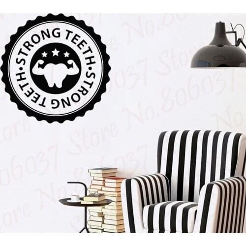 Strong Teeth Dental Care Wall Decal Stomatology Clinic Dentist Tooth Vinyl Sticker Home Room Decor Bathroom Poster Mural WL805