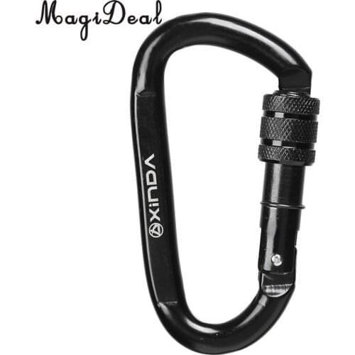 Durable 30KN D Ring Carbon Steel Screwgate Locking Carabiner - Outdoor Rock Climbing Rappelling Mountaineering Rescue Protection