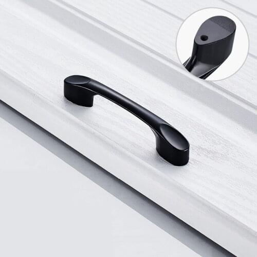 Matte Black Door Handle Euro-style Zinc Alloy Drawer Cabinet Wardrobe Kitchen Bathroom Knob Furniture Handle H4433