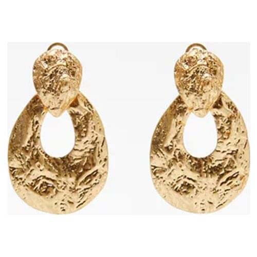 ZA Earrings Simple Ladies Geometric Hollow Water Drop Shape Dangle Earrings For Women Gold Color Metal Big Earring Jewelry Gift