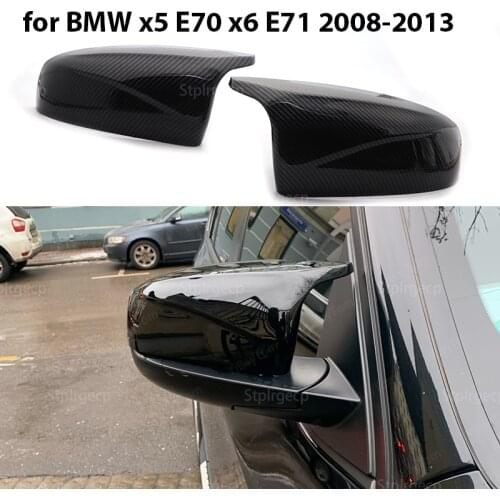E70 Side Mirror Cover Carbon Fiber Look Mirror Caps Replacement for BMW X5 X6 E70 E71 2007-2013 Black Rearview Mirror Cover