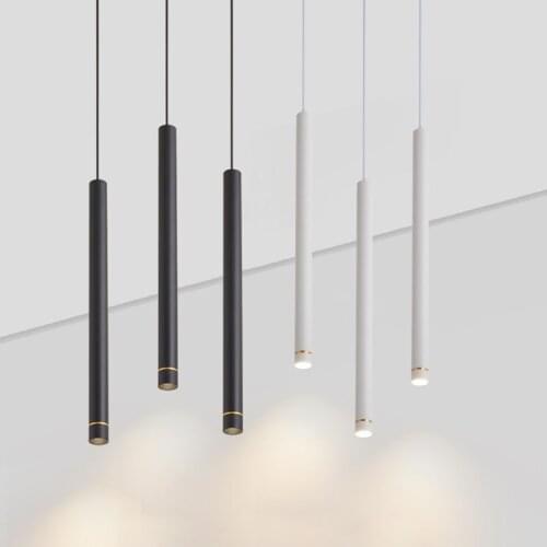 7W Dimmable Modern Pendant Led light Long Tube Kitchen Island Dining Room lights fixtures Cylinder Pipe Hanging for home decor
