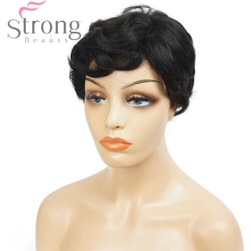 StrongBeauty Women Synthetic Nuna wig Capless Short Curly Dark brown Natural Wigs for black women