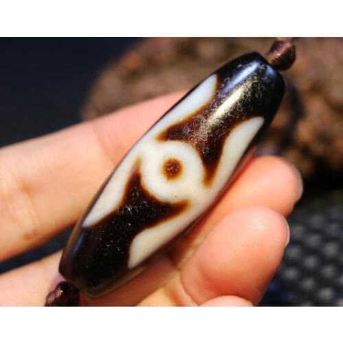 Unique Style Magic Power Tibetan Agate Guiren Tairen Big Man 6 OM Words dZi Bead Pendant Amulet LKbrother Talisman UPS1216AQs