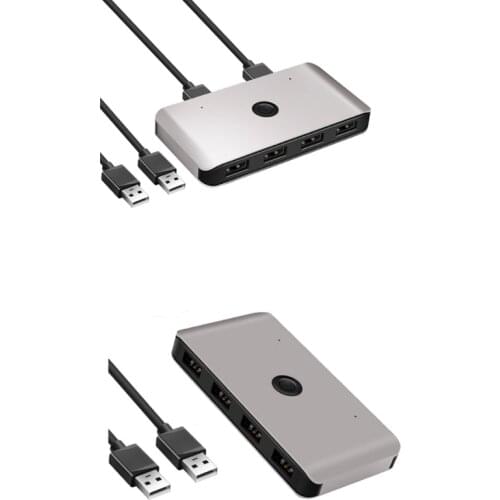 Rocketek USB Switch Selector KVM Switcher Adapter 2 PC Sharing 4 USB Devices USB 2.0 3.0 Peripheral Box Hub one Button