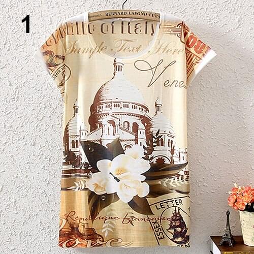 Vintage Summer Women Short Sleeve Flower Graphic Printed T-Shirt Blouse Tops Harajuku Woman T-shirts Casual Loose Fashion Blouse
