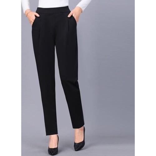 XL-5XL Womens Spring Summer Pants Solid Elastic High waist Black Pencil Trousers Soft high quality for Female ladys
