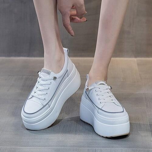 Womens Flat Platform Shoes 2021 Spring Autumn Split Leather Casual Women Sneakers Thick Sole Female Shoes Woman Autumn Sneakers