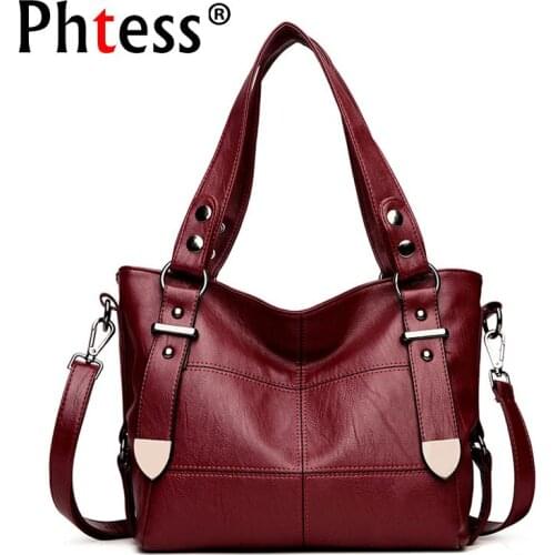 2019 Women Leather Handbags Vintage Sac Soft Leather Female Crossbody Shoulder Bags Tote Ladies Designer Brand Top-Handle Bags