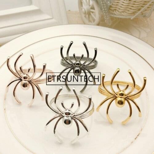 100pcs Creative Spider Shaped Napkin Ring Napkin Buckle for Halloween Ghost Festival Party Desktop Decoration
