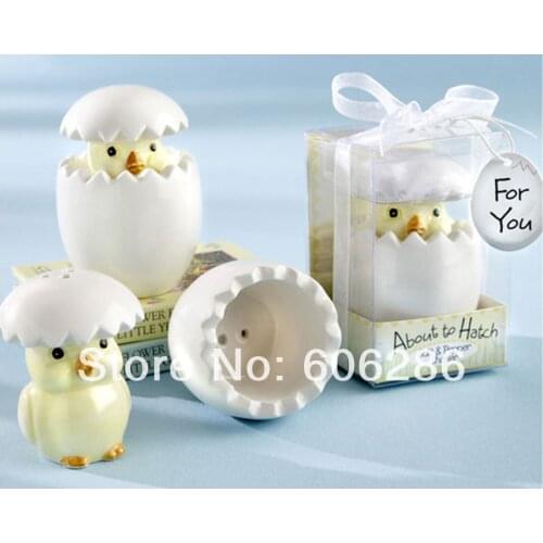 200sets/lot event party supplies about to hatch chick ceramic salt pepper shakers baby shower return gifts