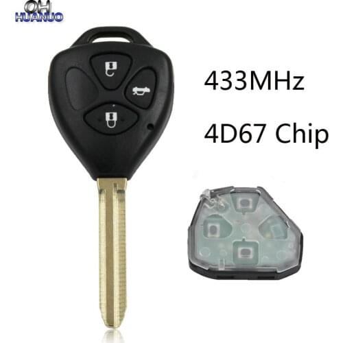 3 Buttons Replacemen New Remote Key 433MHz 67Chip for Toyota 2006-2010 Camry For Car Keys With Toy43 Uncut Blade