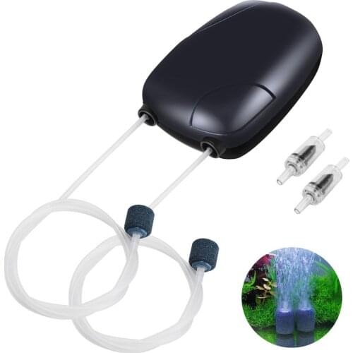Fish Tank Aquarium Air Pump Mini Silent Compressor Single Double Outlet with Check Valve Tube Aquarium Accessories
