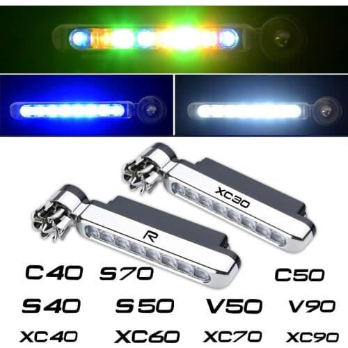 2PCS Wind Powered Car Running Lights 8LED Rotation Fan Daylight For Volvo Rdesign XC90 XC60 XC40 S90 S80 S60 V70 V60 V50 V40 V80