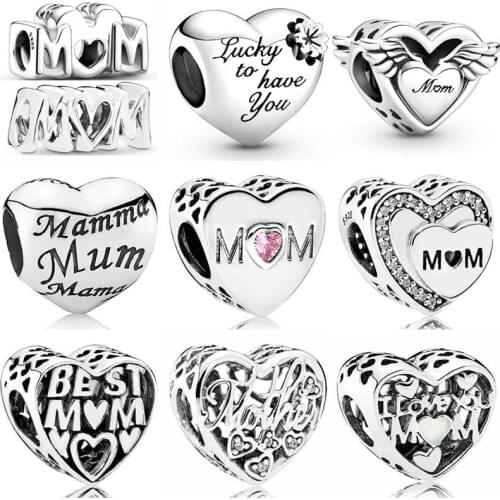 Openwork Ings & Mum Heart & Clover Lucky To Have You Beads 925 Sterling Silver Charm Fit Pandora Bracelet Diy Jewelry