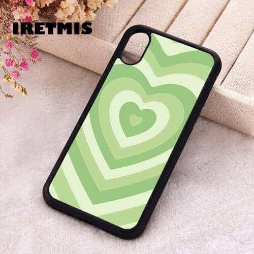 Iretmis 5 5S SE Phone Cover Case for iPhone 6 6S 7 8 Plus X Xs XR 11 12 Mini Pro Max Rubber Silicone Sage Green Infinite Love