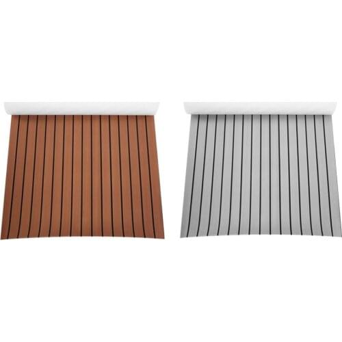 EVA Teak Decking Sheet Boat Flooring Fit for Yacht Self-Adhesive Foam Marine Flooring Faux Boat Decking 94*35.4*0.24in